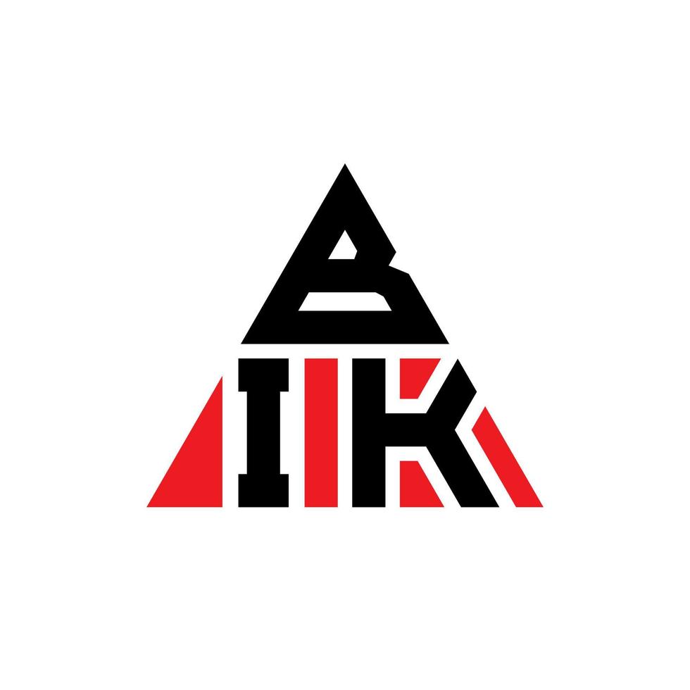 design de logotipo de letra bik triângulo com forma de triângulo. monograma de design de logotipo de triângulo bik. modelo de logotipo de vetor bik triângulo com cor vermelha. logotipo triangular bik logotipo simples, elegante e luxuoso.