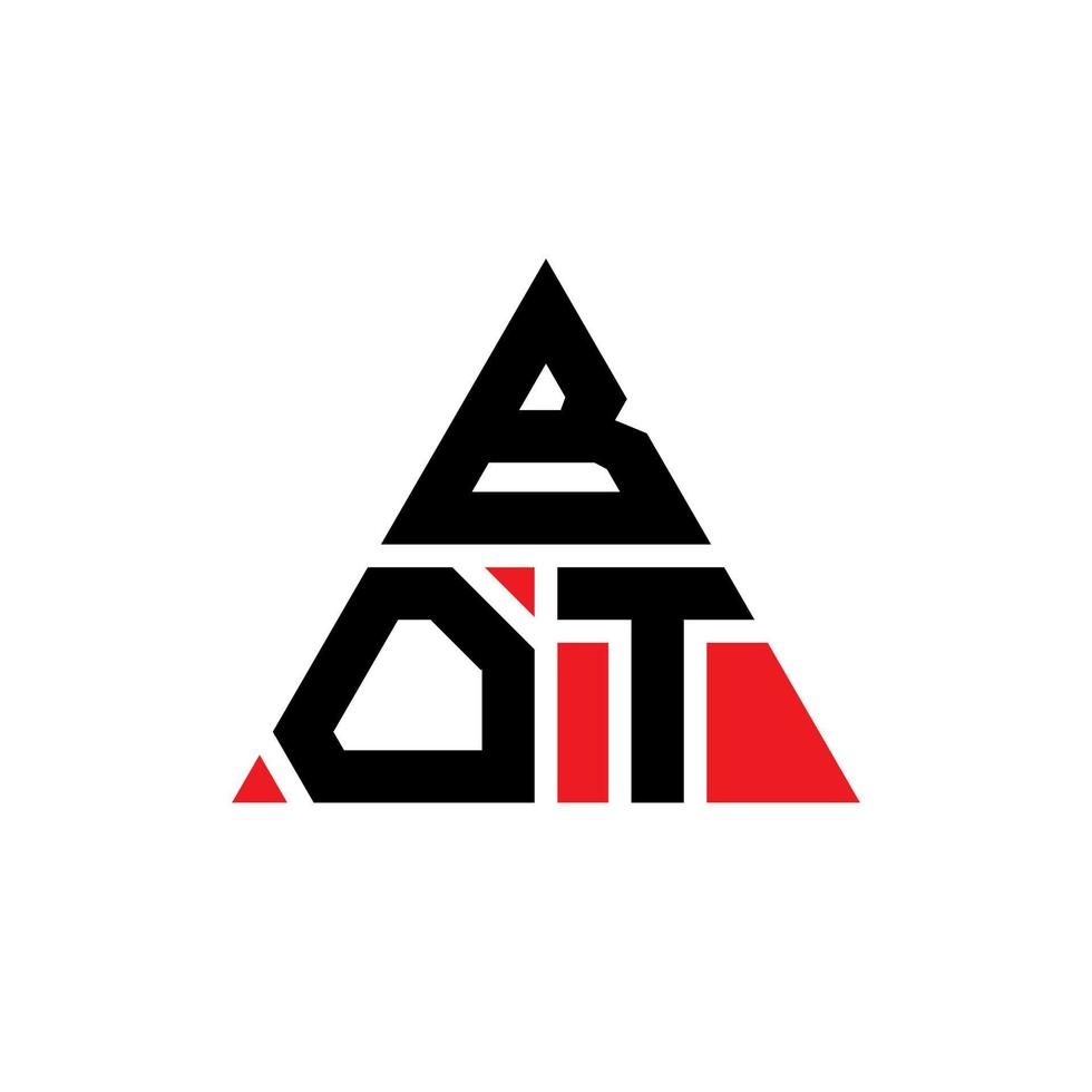 design de logotipo de carta triângulo bot com forma de triângulo. monograma de design de logotipo de triângulo de bot. modelo de logotipo de vetor de triângulo bot com cor vermelha. bot logotipo triangular logotipo simples, elegante e luxuoso.