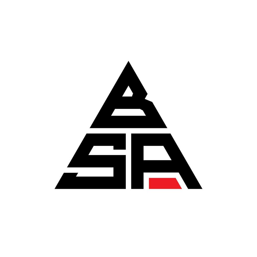 design de logotipo de letra de triângulo bsa com forma de triângulo. monograma de design de logotipo de triângulo bsa. modelo de logotipo de vetor triângulo bsa com cor vermelha. logotipo triangular bsa logotipo simples, elegante e luxuoso.