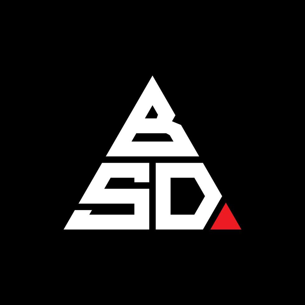 design de logotipo de letra de triângulo bsd com forma de triângulo. monograma de design de logotipo de triângulo bsd. modelo de logotipo de vetor de triângulo bsd com cor vermelha. logotipo triangular bsd logotipo simples, elegante e luxuoso.