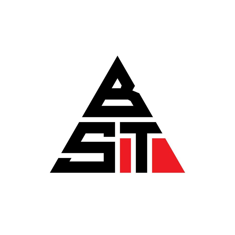 design de logotipo de letra de triângulo bst com forma de triângulo. monograma de design de logotipo de triângulo bst. modelo de logotipo de vetor de triângulo bst com cor vermelha. logotipo triangular bst logotipo simples, elegante e luxuoso.