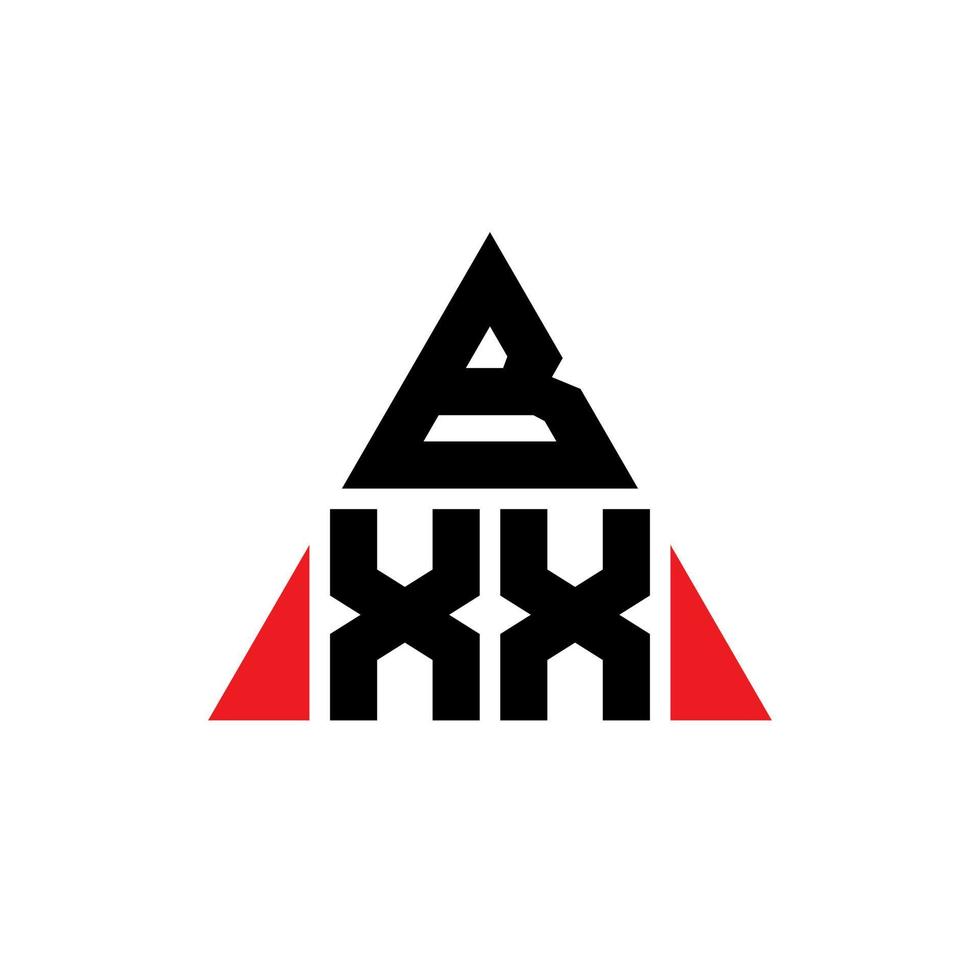 design de logotipo de letra de triângulo bxx com forma de triângulo. monograma de design de logotipo de triângulo bxx. modelo de logotipo de vetor de triângulo bxx com cor vermelha. logotipo triangular bxx logotipo simples, elegante e luxuoso.