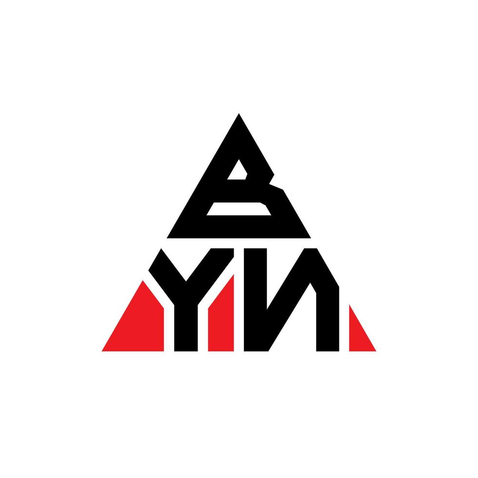 byn design de logotipo de letra triângulo com forma de triângulo. monograma de design de logotipo de triângulo byn. modelo de logotipo de vetor de triângulo byn com cor vermelha. byn logotipo triangular logotipo simples, elegante e luxuoso.