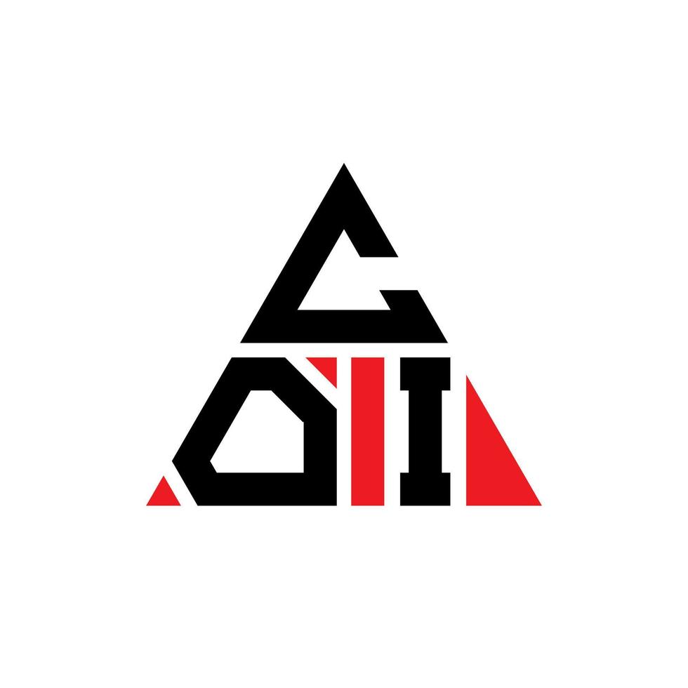 coi design de logotipo de carta triângulo com forma de triângulo. monograma de design de logotipo de triângulo coi. modelo de logotipo de vetor de triângulo coi com cor vermelha. coi logotipo triangular logotipo simples, elegante e luxuoso.