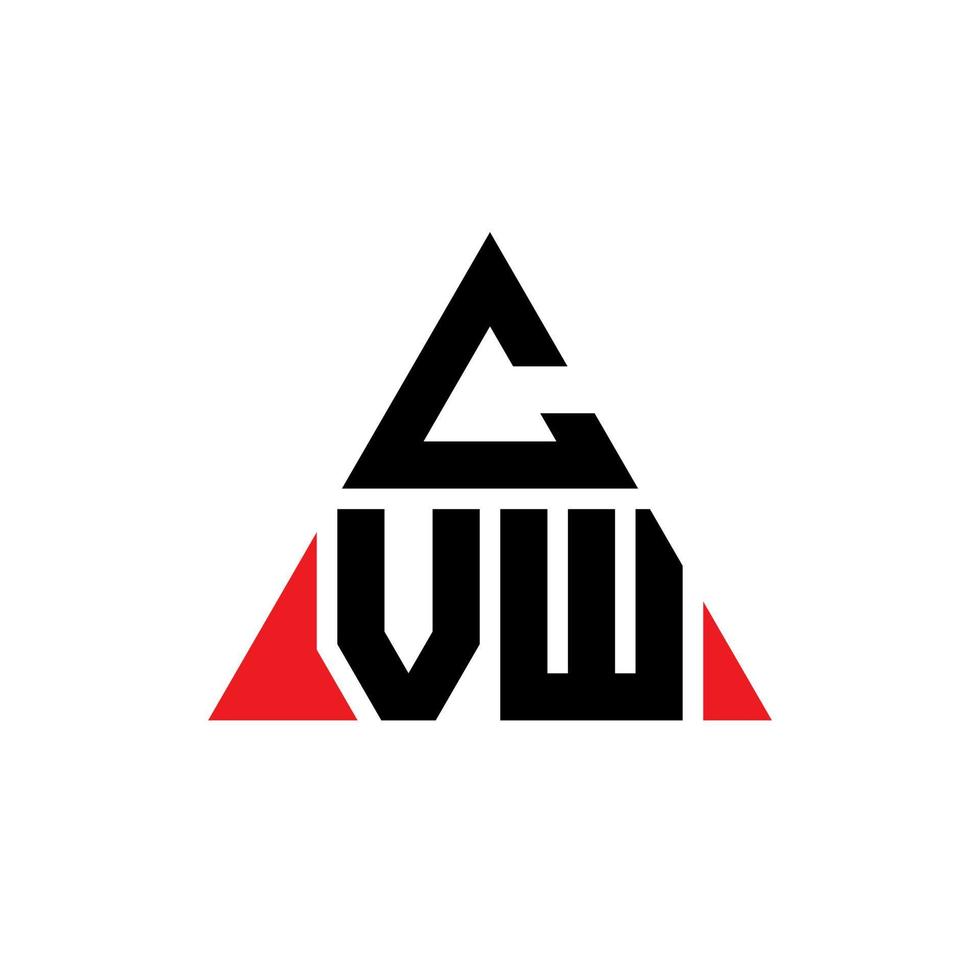 design de logotipo de letra de triângulo cvw com forma de triângulo. monograma de design de logotipo de triângulo cvw. modelo de logotipo de vetor de triângulo cvw com cor vermelha. logotipo triangular cvw logotipo simples, elegante e luxuoso.