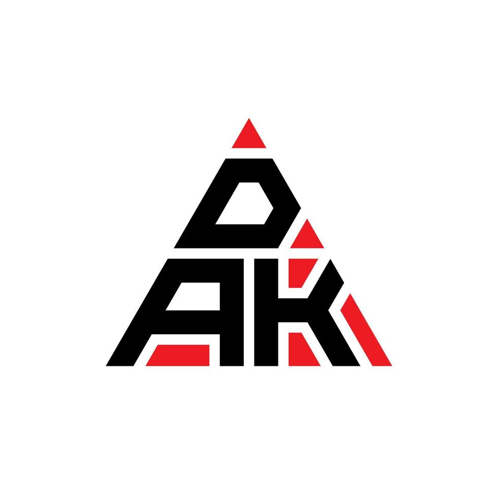 design de logotipo de letra triângulo dak com forma de triângulo. monograma de design de logotipo de triângulo dak. modelo de logotipo de vetor triângulo dak com cor vermelha. logotipo triangular dak logotipo simples, elegante e luxuoso.