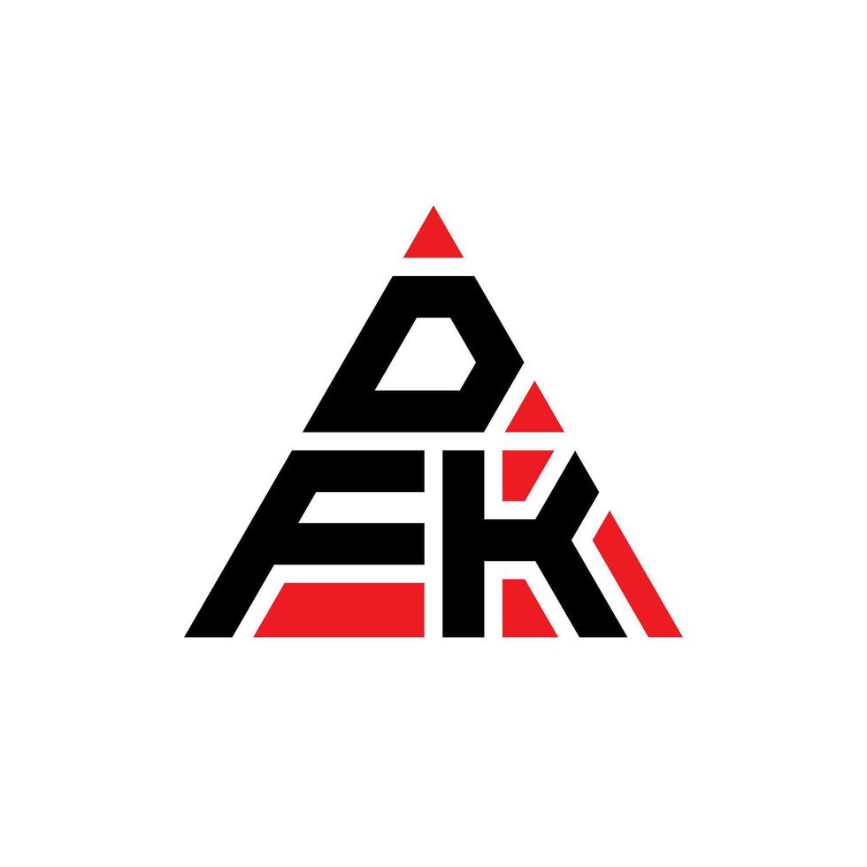 design de logotipo de letra triângulo dfk com forma de triângulo. monograma de design de logotipo de triângulo dfk. modelo de logotipo de vetor dfk triângulo com cor vermelha. logotipo triangular dfk logotipo simples, elegante e luxuoso.