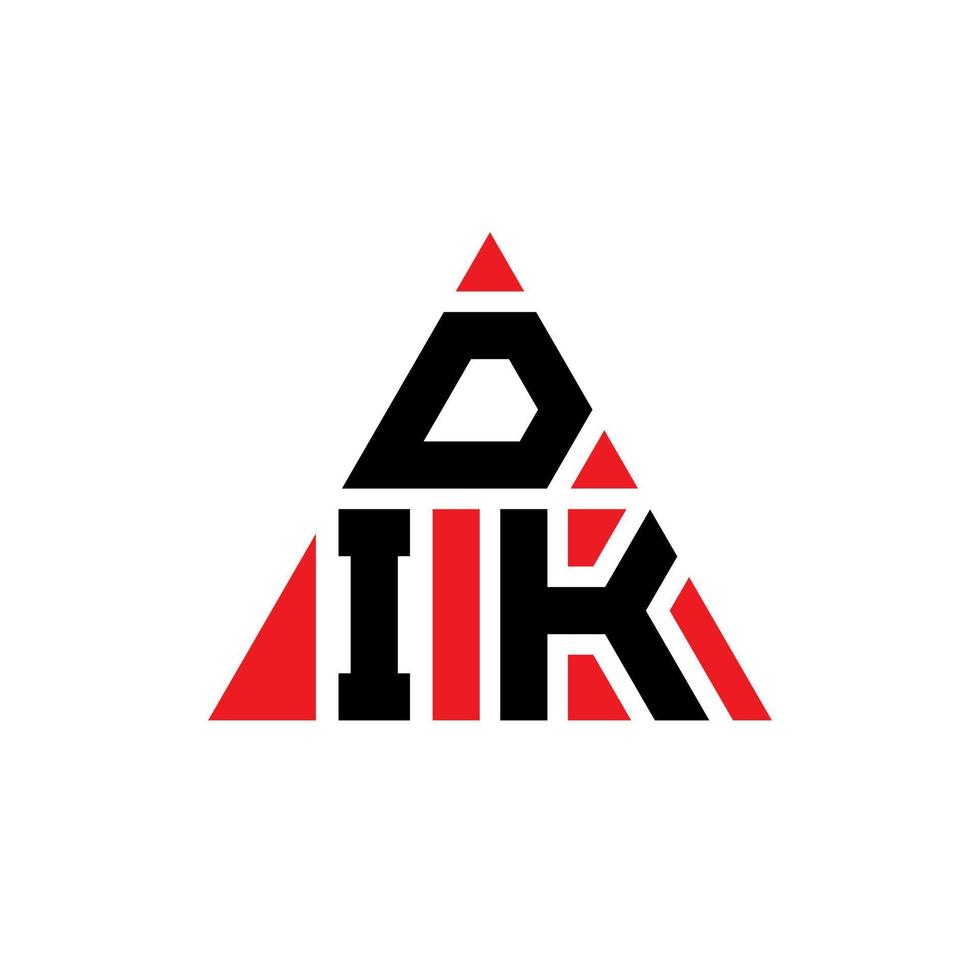 design de logotipo de letra dik triângulo com forma de triângulo. monograma de design de logotipo dik triângulo. modelo de logotipo de vetor dik triângulo com cor vermelha. dik logotipo triangular logotipo simples, elegante e luxuoso.