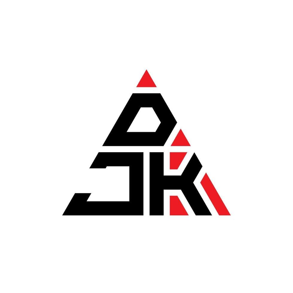 design de logotipo de letra triângulo djk com forma de triângulo. monograma de design de logotipo de triângulo djk. modelo de logotipo de vetor djk triângulo com cor vermelha. djk logotipo triangular logotipo simples, elegante e luxuoso.