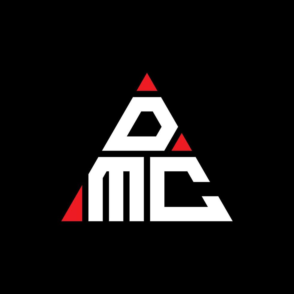 design de logotipo de letra de triângulo dmc com forma de triângulo. monograma de design de logotipo de triângulo dmc. modelo de logotipo de vetor de triângulo dmc com cor vermelha. logotipo triangular dmc logotipo simples, elegante e luxuoso.