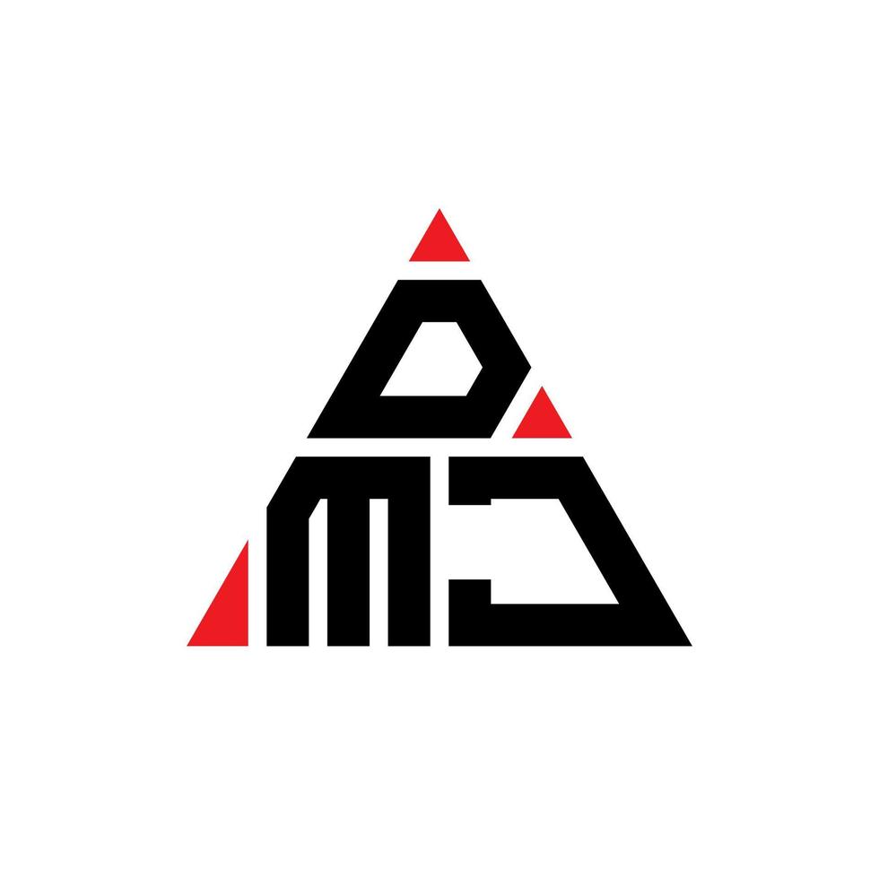 design de logotipo de letra de triângulo dmj com forma de triângulo. monograma de design de logotipo de triângulo dmj. modelo de logotipo de vetor dmj triângulo com cor vermelha. logotipo triangular dmj logotipo simples, elegante e luxuoso.