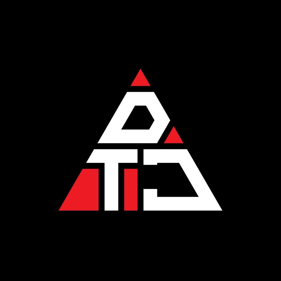 design de logotipo de letra triângulo dtj com forma de triângulo. monograma de design de logotipo de triângulo dtj. modelo de logotipo de vetor dtj triângulo com cor vermelha. logotipo triangular dtj logotipo simples, elegante e luxuoso.