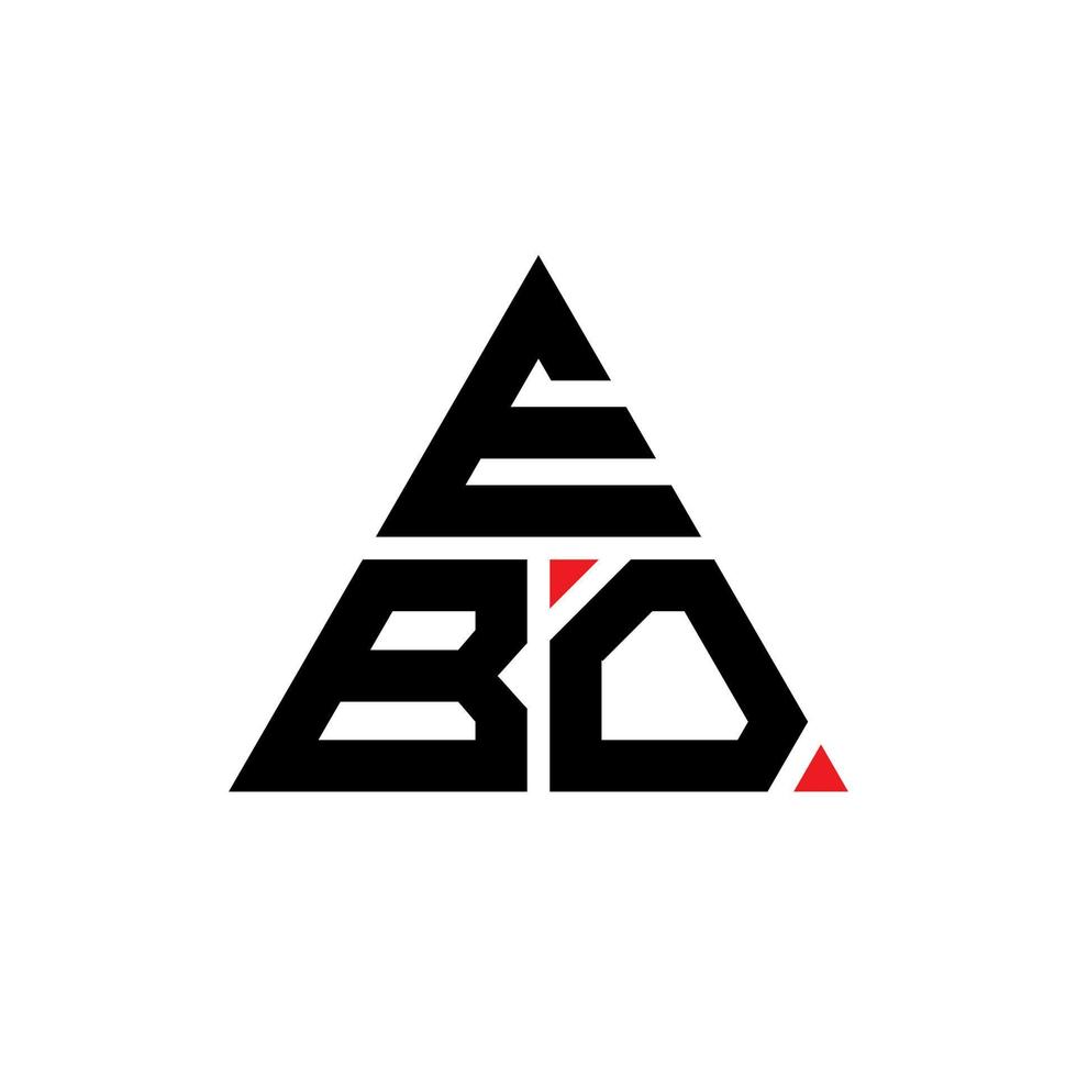 design de logotipo de letra triângulo ebo com forma de triângulo. monograma de design de logotipo de triângulo ebo. modelo de logotipo de vetor de triângulo ebo com cor vermelha. logotipo triangular ebo logotipo simples, elegante e luxuoso.