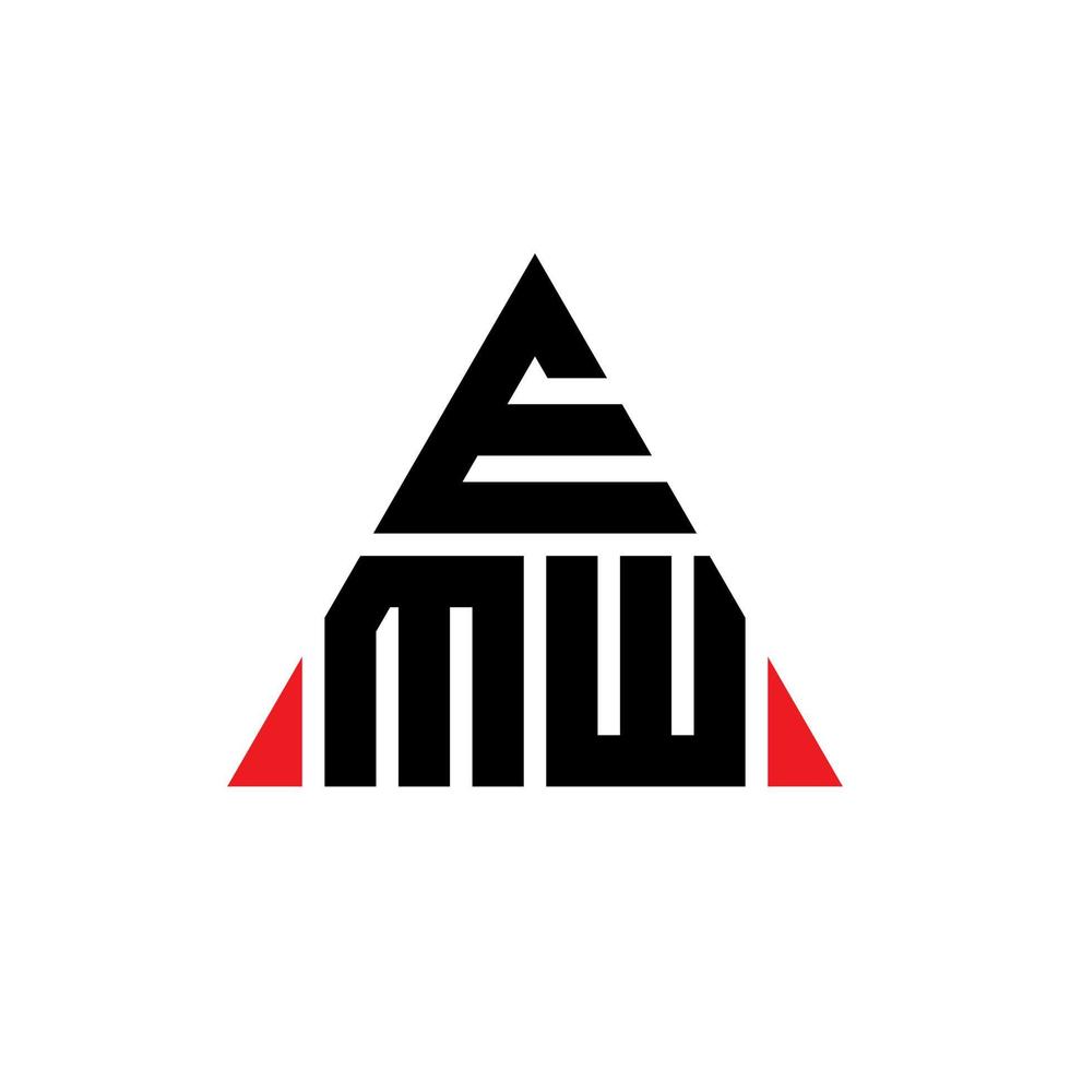 design de logotipo de letra triângulo emw com forma de triângulo. monograma de design de logotipo de triângulo emw. modelo de logotipo de vetor de triângulo emw com cor vermelha. logotipo triangular emw logotipo simples, elegante e luxuoso.