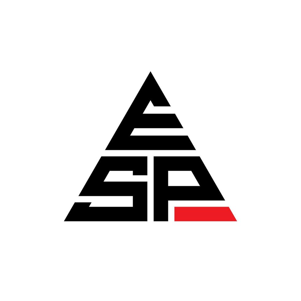 design de logotipo de letra de triângulo esp com forma de triângulo. esp monograma de design de logotipo de triângulo. modelo de logotipo de vetor de triângulo esp com cor vermelha. esp logotipo triangular logotipo simples, elegante e luxuoso.