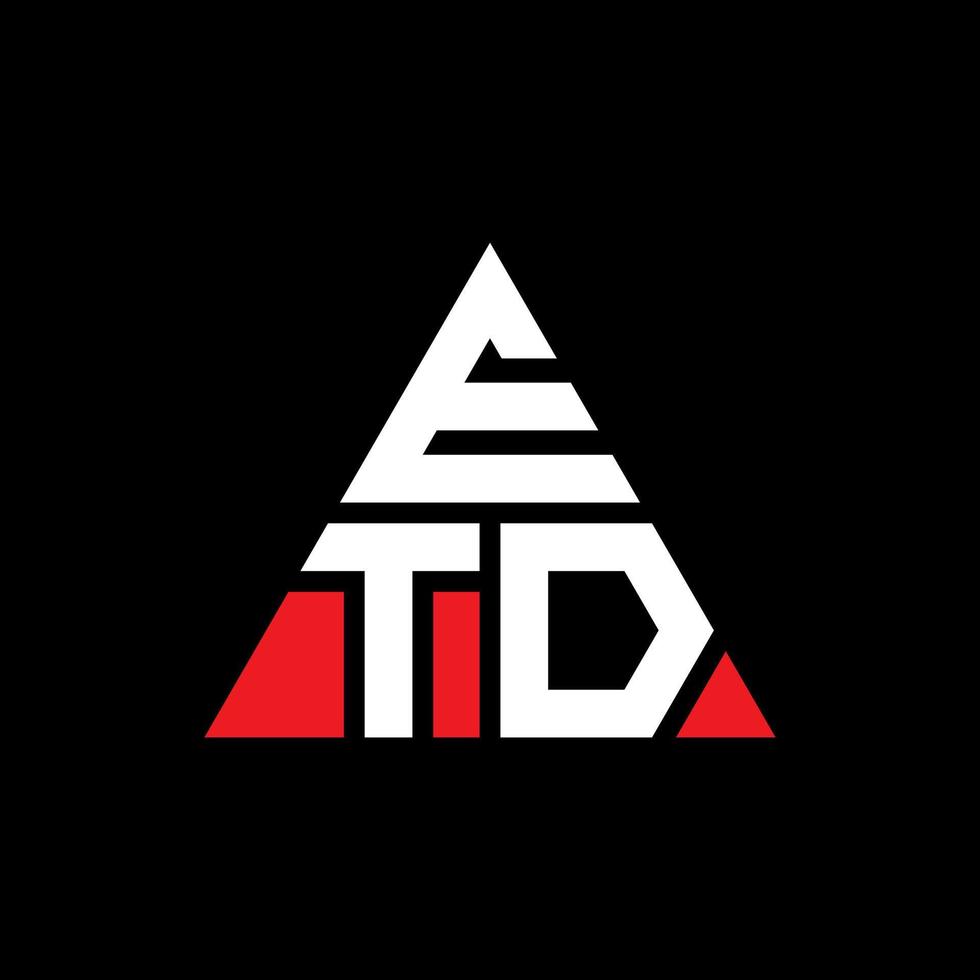 etd design de logotipo de letra de triângulo com forma de triângulo. monograma de design de logotipo de triângulo etd. modelo de logotipo de vetor triângulo etd com cor vermelha. etd logotipo triangular logotipo simples, elegante e luxuoso.