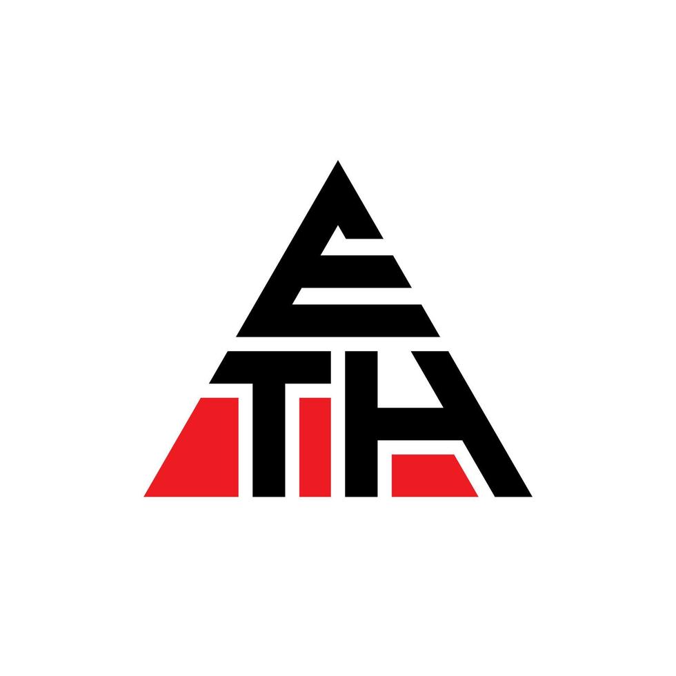 design de logotipo de letra triângulo eth com forma de triângulo. monograma de design de logotipo de triângulo eth. modelo de logotipo de vetor de triângulo eth com cor vermelha. eth logotipo triangular logotipo simples, elegante e luxuoso.