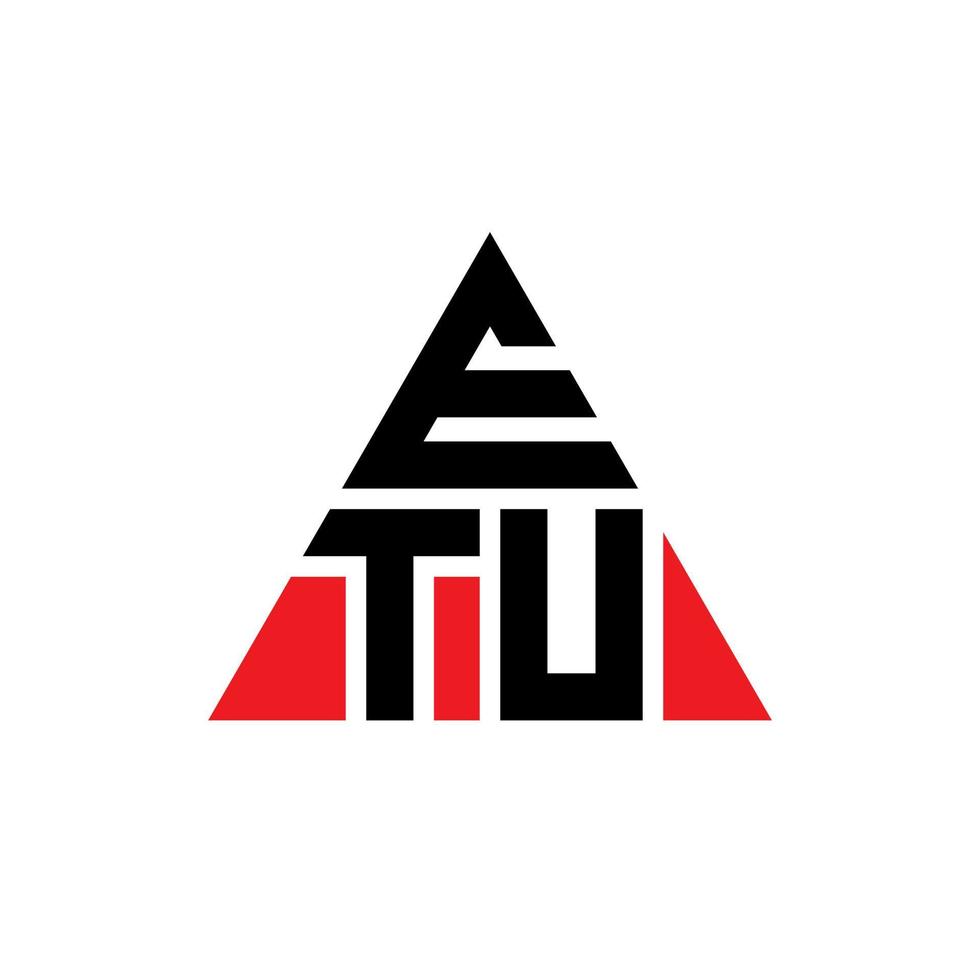 design de logotipo de letra de triângulo etu com forma de triângulo. monograma de design de logotipo de triângulo etu. modelo de logotipo de vetor de triângulo etu com cor vermelha. etu logotipo triangular logotipo simples, elegante e luxuoso.