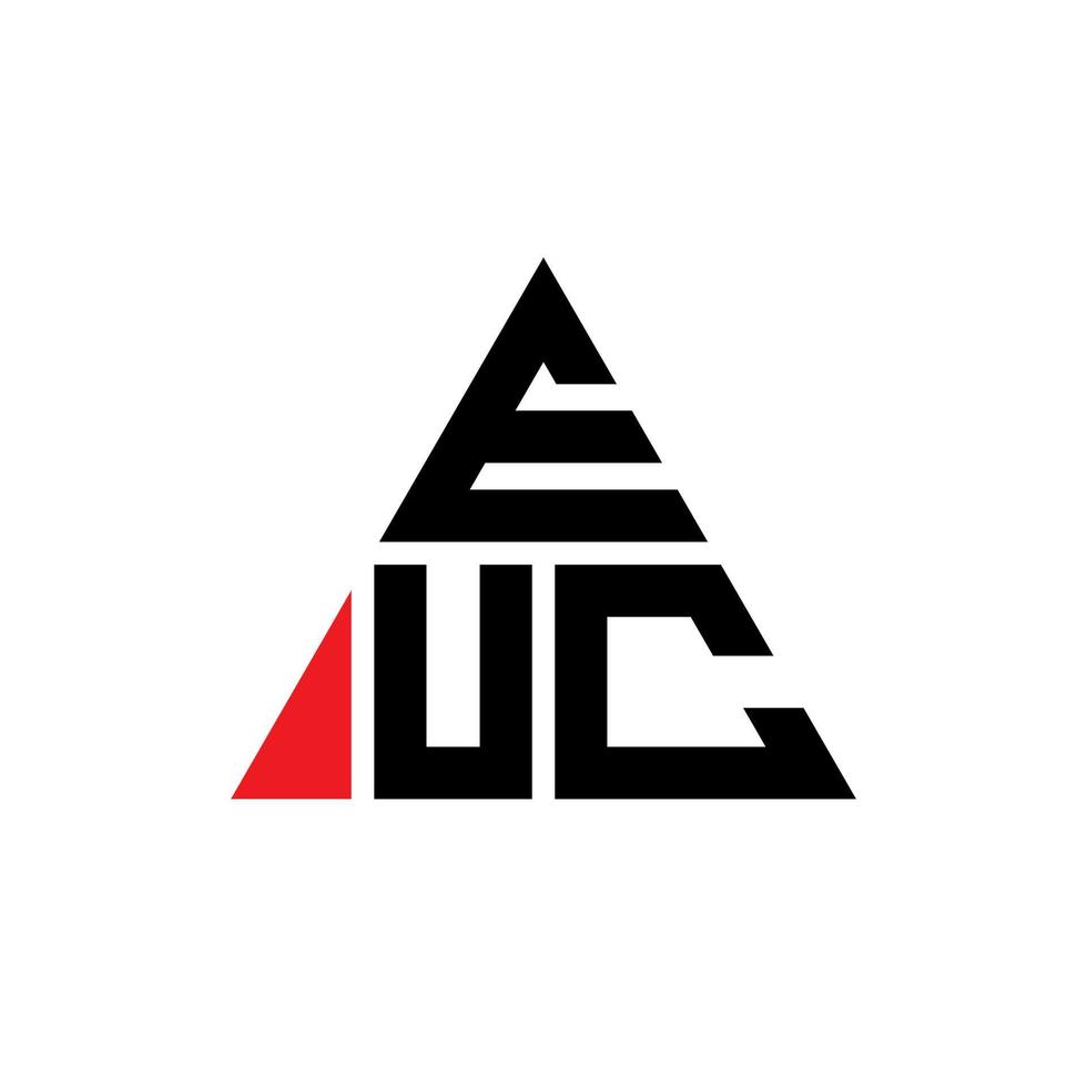 design de logotipo de carta triângulo euc com forma de triângulo. monograma de design de logotipo de triângulo euc. modelo de logotipo de vetor triângulo euc com cor vermelha. logotipo triangular euc logotipo simples, elegante e luxuoso.