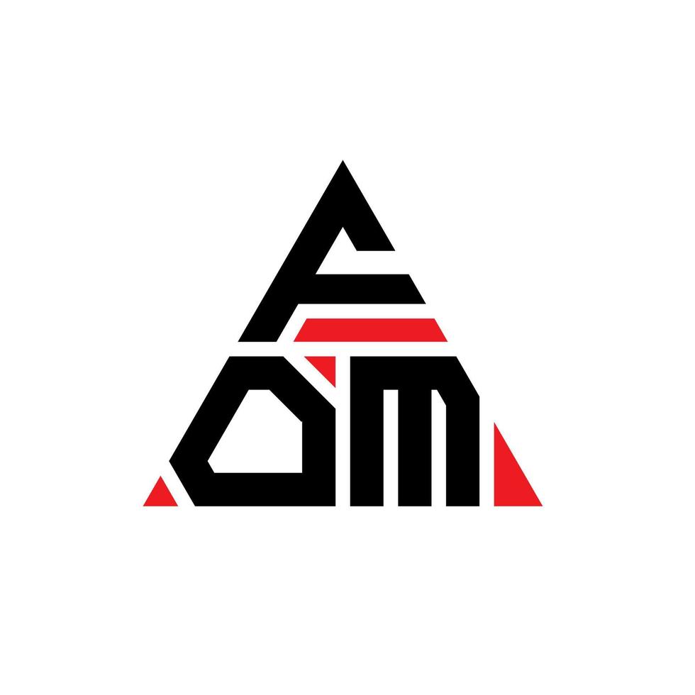 fom design de logotipo de letra triângulo com forma de triângulo. monograma de design de logotipo de triângulo fom. fom modelo de logotipo de vetor triângulo com cor vermelha. fom logotipo triangular simples, elegante e luxuoso.