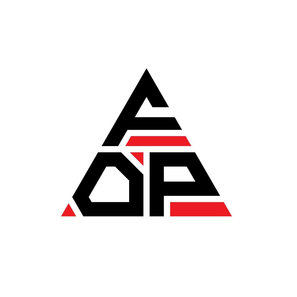 design de logotipo de letra triângulo fop com forma de triângulo. monograma de design de logotipo de triângulo fop. modelo de logotipo de vetor de triângulo fop com cor vermelha. fop logotipo triangular simples, elegante e luxuoso.
