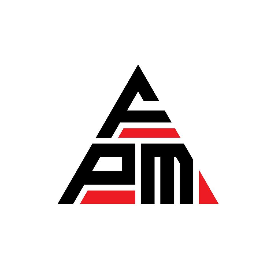 design de logotipo de letra triângulo fpm com forma de triângulo. monograma de design de logotipo de triângulo fpm. modelo de logotipo de vetor triângulo fpm com cor vermelha. fpm logotipo triangular logotipo simples, elegante e luxuoso.