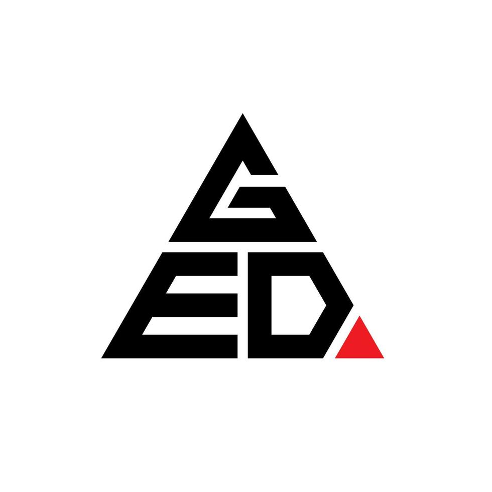 design de logotipo de letra triângulo ged com forma de triângulo. monograma de design de logotipo de triângulo ged. modelo de logotipo de vetor triângulo ged com cor vermelha. logotipo triangular ged logotipo simples, elegante e luxuoso.