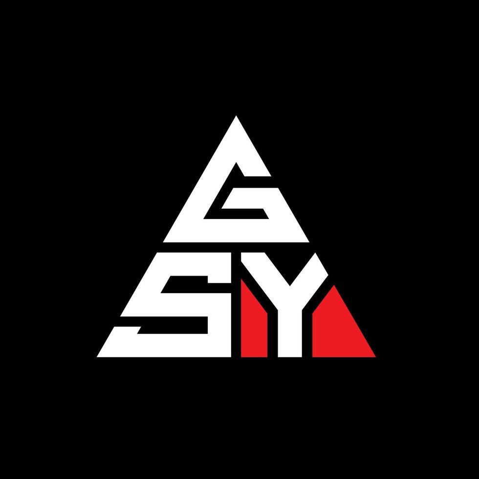 design de logotipo de carta triângulo gsy com forma de triângulo. monograma de design de logotipo de triângulo gsy. modelo de logotipo de vetor de triângulo gsy com cor vermelha. logotipo triangular gsy logotipo simples, elegante e luxuoso.