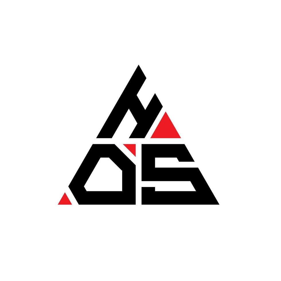 hos design de logotipo de carta triângulo com forma de triângulo. monograma de design de logotipo de triângulo hos. modelo de logotipo de vetor de triângulo hos com cor vermelha. hos logotipo triangular logotipo simples, elegante e luxuoso.