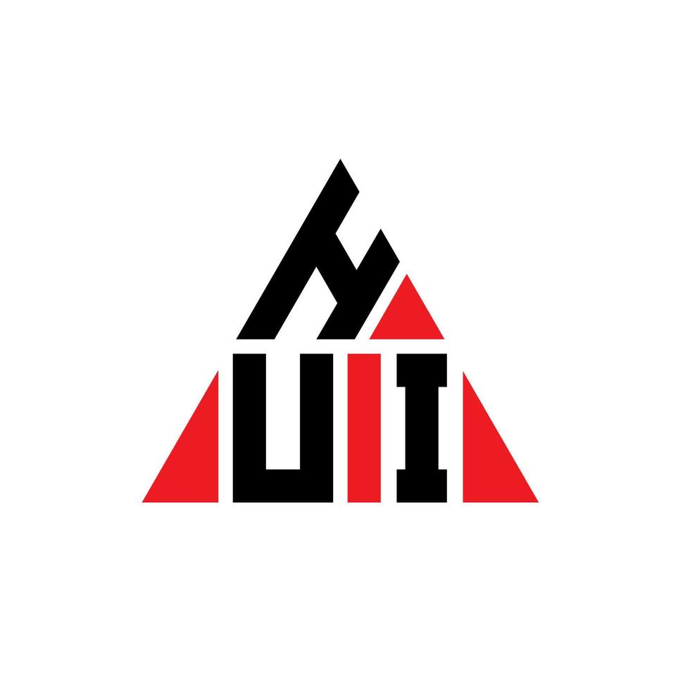 design de logotipo de letra de triângulo hui com forma de triângulo. hui triângulo logotipo design monograma. modelo de logotipo de vetor de triângulo hui com cor vermelha. hui logotipo triangular logotipo simples, elegante e luxuoso.
