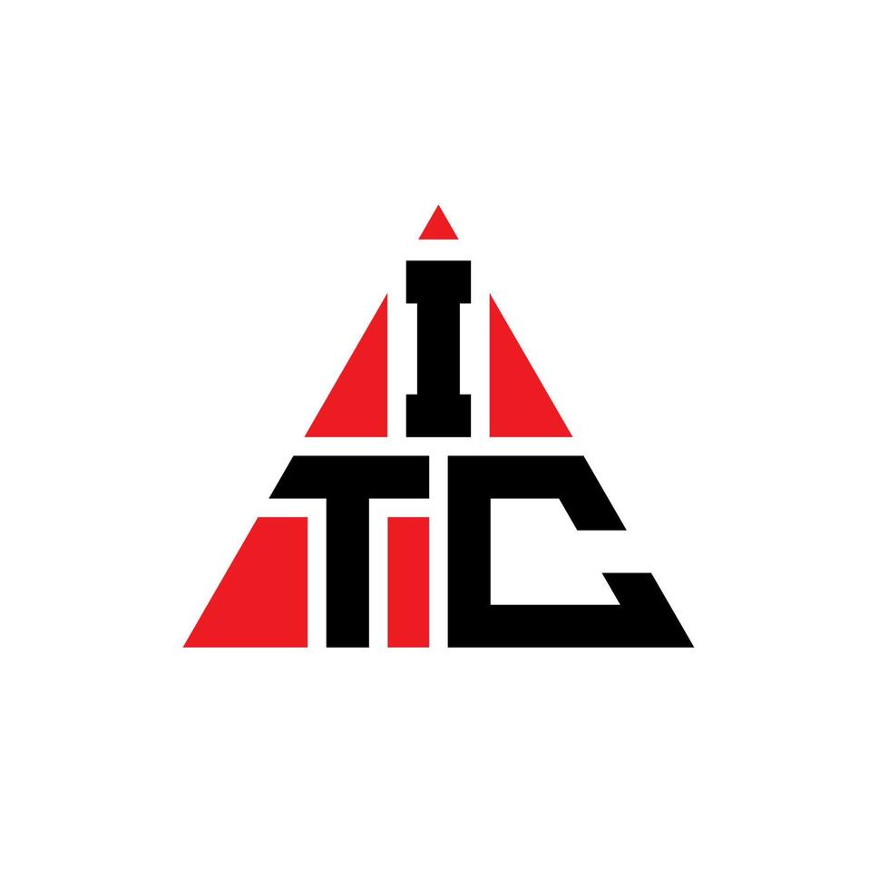 itc design de logotipo de letra triângulo com forma de triângulo. monograma de design de logotipo de triângulo itc. modelo de logotipo de vetor triângulo itc com cor vermelha. logotipo triangular itc logotipo simples, elegante e luxuoso.