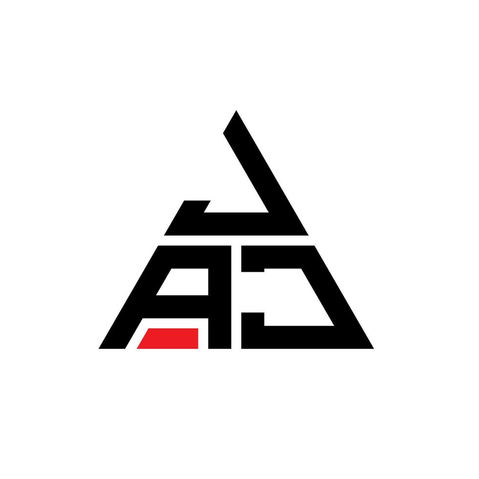 design de logotipo de carta de triângulo jaj com forma de triângulo. monograma de design de logotipo de triângulo jaj. modelo de logotipo de vetor de triângulo jaj com cor vermelha. jaj logotipo triangular logotipo simples, elegante e luxuoso.