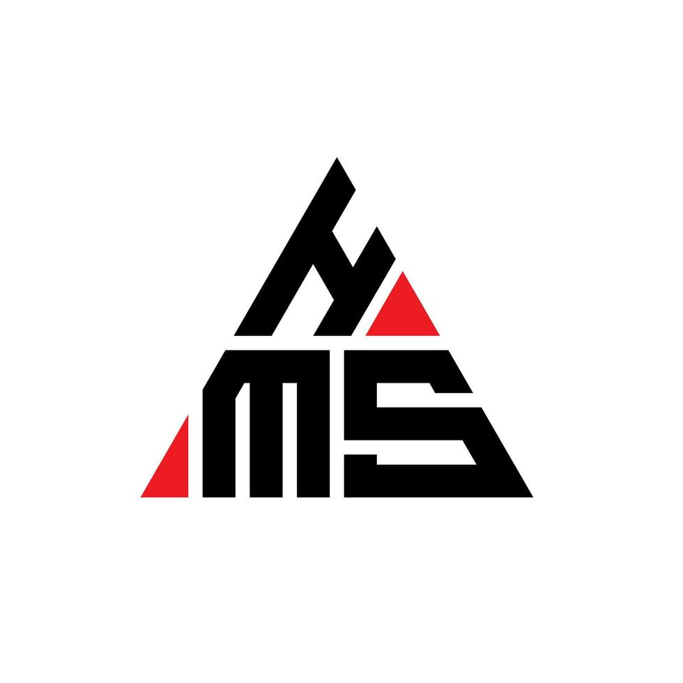 design de logotipo de letra de triângulo hms com forma de triângulo. monograma de design de logotipo de triângulo hms. modelo de logotipo de vetor de triângulo hms com cor vermelha. logotipo triangular hms logotipo simples, elegante e luxuoso.