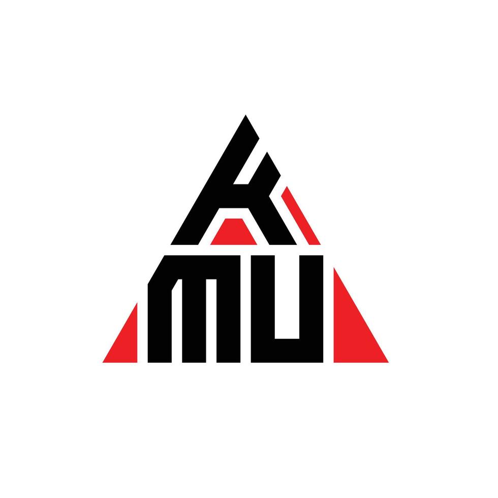 design de logotipo de letra de triângulo kmu com forma de triângulo. monograma de design de logotipo de triângulo kmu. modelo de logotipo de vetor kmu triângulo com cor vermelha. logotipo triangular kmu logotipo simples, elegante e luxuoso.