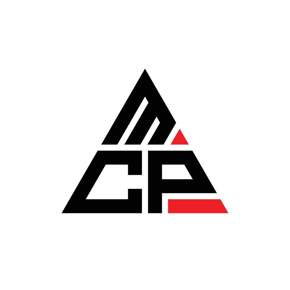 design de logotipo de letra triângulo mcp com forma de triângulo. monograma de design de logotipo de triângulo mcp. modelo de logotipo de vetor triângulo mcp com cor vermelha. logotipo triangular mcp logotipo simples, elegante e luxuoso.