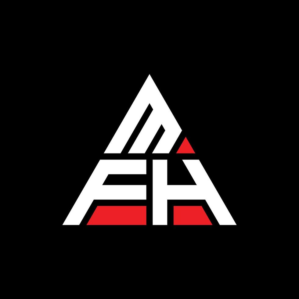 design de logotipo de letra de triângulo mfh com forma de triângulo. monograma de design de logotipo de triângulo mfh. modelo de logotipo de vetor de triângulo mfh com cor vermelha. logotipo triangular mfh logotipo simples, elegante e luxuoso.