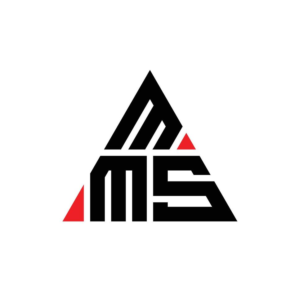 design de logotipo de letra de triângulo mms com forma de triângulo. monograma de design de logotipo de triângulo mms. modelo de logotipo de vetor de triângulo mms com cor vermelha. logotipo triangular mms logotipo simples, elegante e luxuoso.