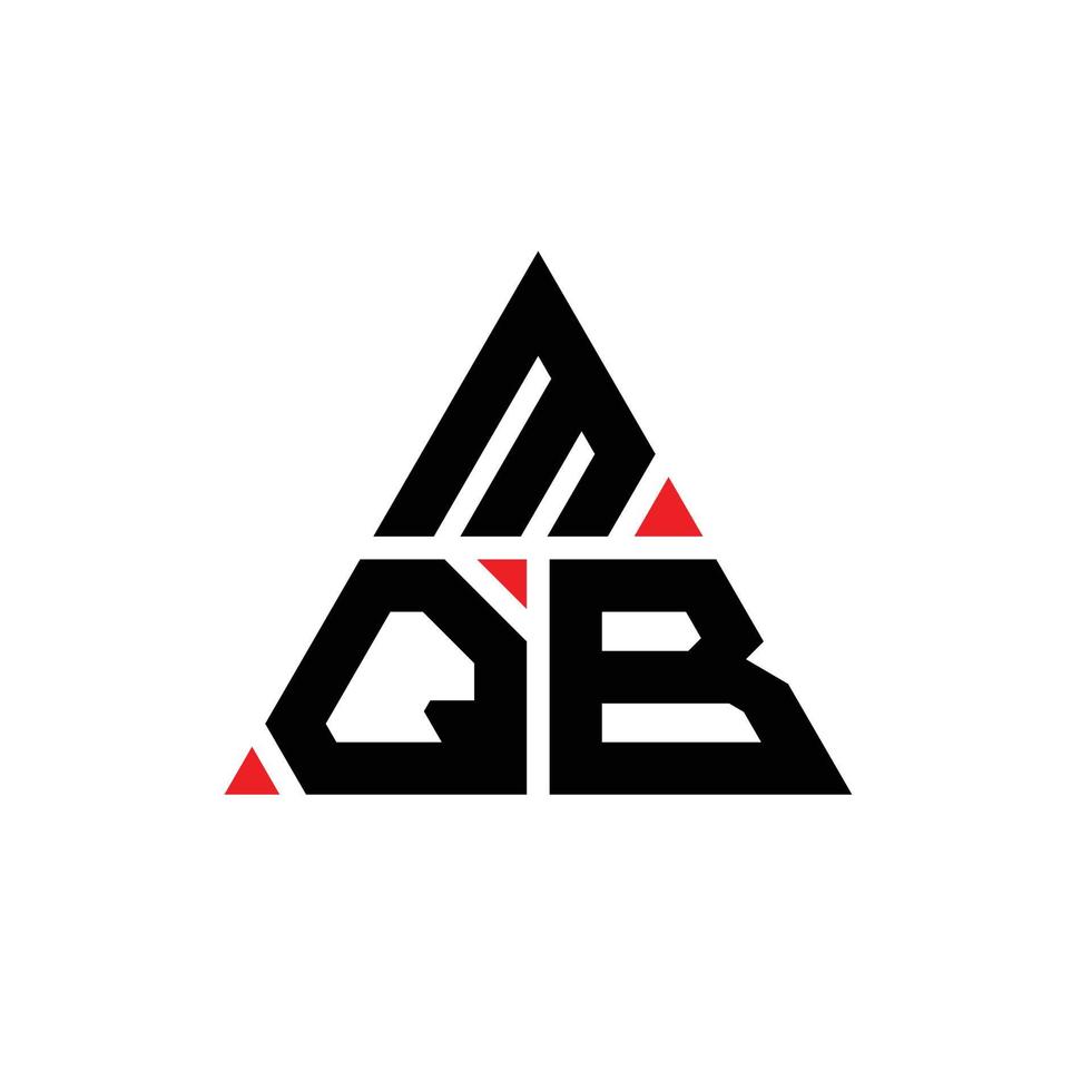 design de logotipo de letra de triângulo mqb com forma de triângulo. monograma de design de logotipo de triângulo mqb. modelo de logotipo de vetor de triângulo mqb com cor vermelha. logotipo triangular mqb logotipo simples, elegante e luxuoso.