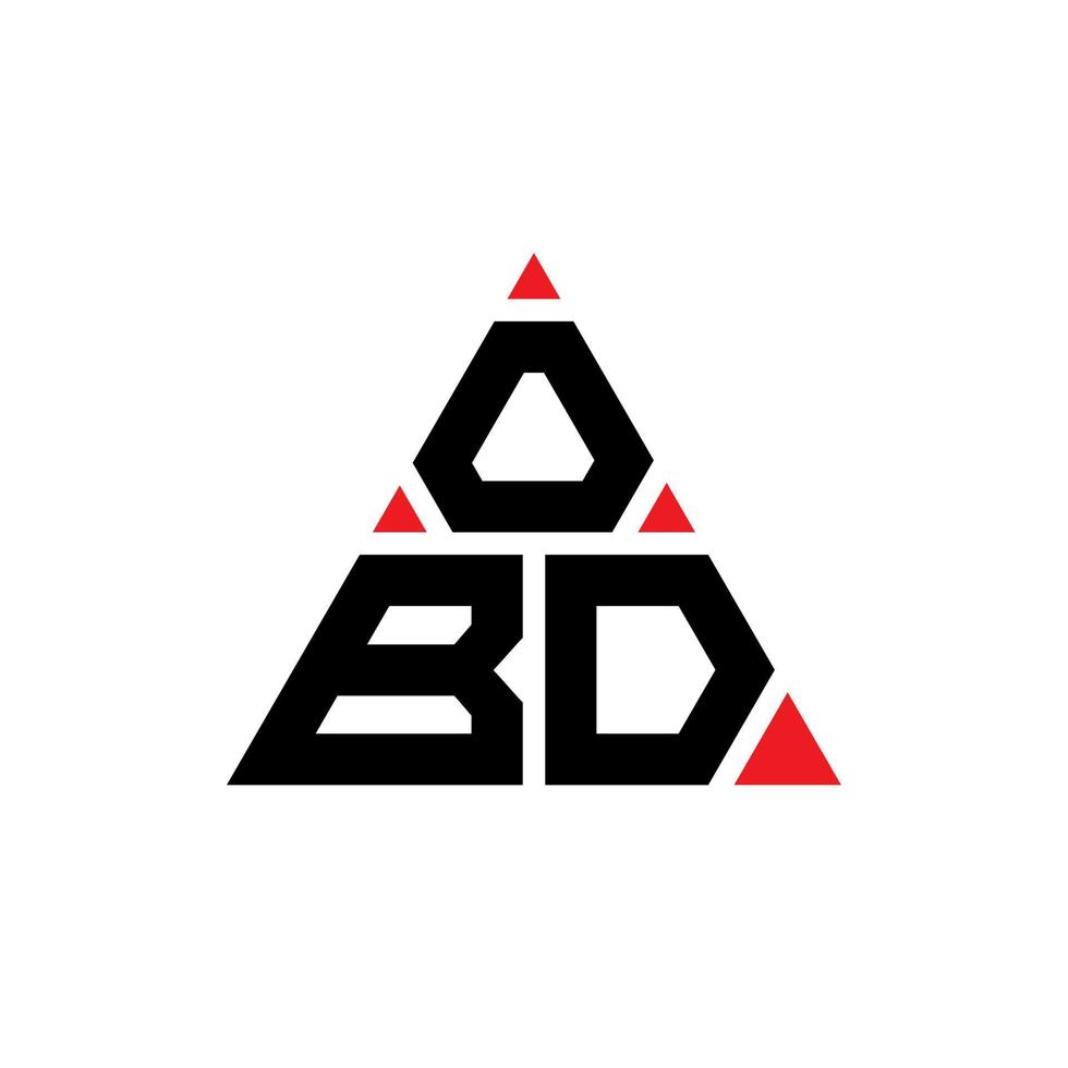 design de logotipo de letra de triângulo obd com forma de triângulo. monograma de design de logotipo de triângulo obd. modelo de logotipo de vetor de triângulo obd com cor vermelha. logotipo triangular obd logotipo simples, elegante e luxuoso.