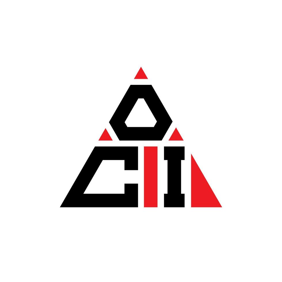 design de logotipo de letra de triângulo oci com forma de triângulo. monograma de design de logotipo de triângulo oci. modelo de logotipo de vetor oci triângulo com cor vermelha. logotipo triangular oci logotipo simples, elegante e luxuoso.