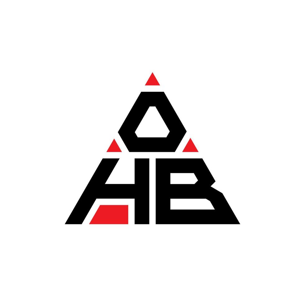 design de logotipo de letra de triângulo ohb com forma de triângulo. monograma de design de logotipo de triângulo ohb. modelo de logotipo de vetor de triângulo ohb com cor vermelha. logotipo triangular ohb logotipo simples, elegante e luxuoso.