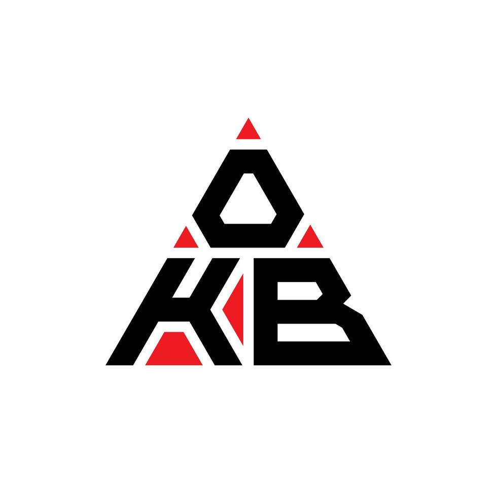 design de logotipo de letra de triângulo okb com forma de triângulo. monograma de design de logotipo de triângulo okb. modelo de logotipo de vetor de triângulo okb com cor vermelha. logotipo triangular okb logotipo simples, elegante e luxuoso.