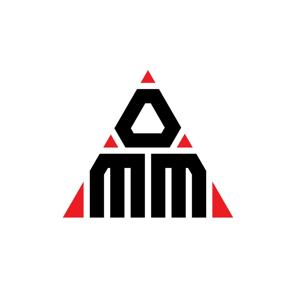 design de logotipo de letra de triângulo omm com forma de triângulo. monograma de design de logotipo de triângulo omm. modelo de logotipo de vetor de triângulo omm com cor vermelha. logotipo triangular omm logotipo simples, elegante e luxuoso.