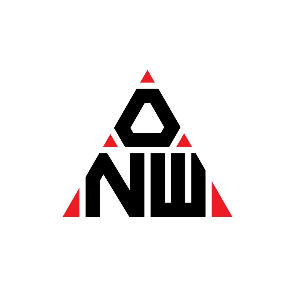 onw design de logotipo de letra de triângulo com forma de triângulo. onw monograma de design de logotipo de triângulo. onw modelo de logotipo de vetor triângulo com cor vermelha. onw logotipo triangular logotipo simples, elegante e luxuoso.