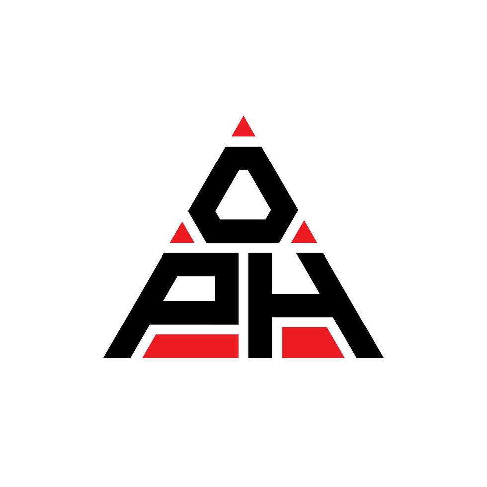 design de logotipo de letra triângulo oph com forma de triângulo. monograma de design de logotipo de triângulo oph. modelo de logotipo de vetor oph triângulo com cor vermelha. logotipo triangular oph logotipo simples, elegante e luxuoso.