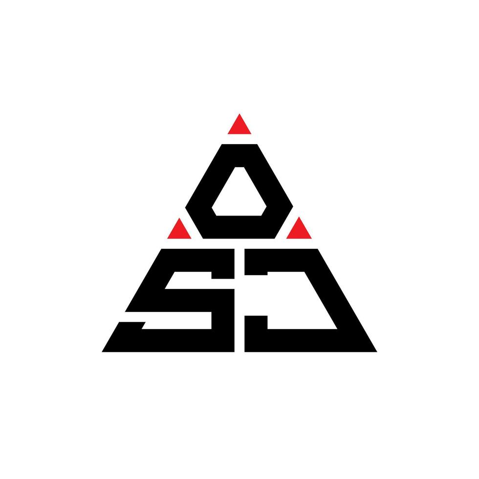 design de logotipo de letra triângulo osj com forma de triângulo. monograma de design de logotipo de triângulo osj. modelo de logotipo de vetor de triângulo osj com cor vermelha. logotipo triangular osj logotipo simples, elegante e luxuoso.
