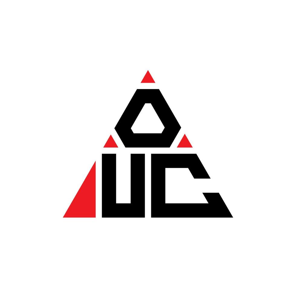 design de logotipo de letra de triângulo ouc com forma de triângulo. monograma de design de logotipo de triângulo ouc. modelo de logotipo de vetor triângulo ouc com cor vermelha. ouc logotipo triangular logotipo simples, elegante e luxuoso.