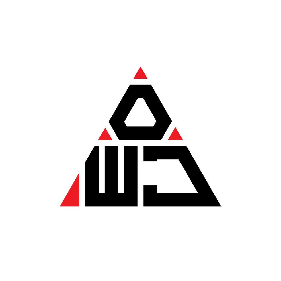 design de logotipo de letra triângulo owj com forma de triângulo. monograma de design de logotipo de triângulo owj. modelo de logotipo de vetor triângulo owj com cor vermelha. owj logotipo triangular logotipo simples, elegante e luxuoso.