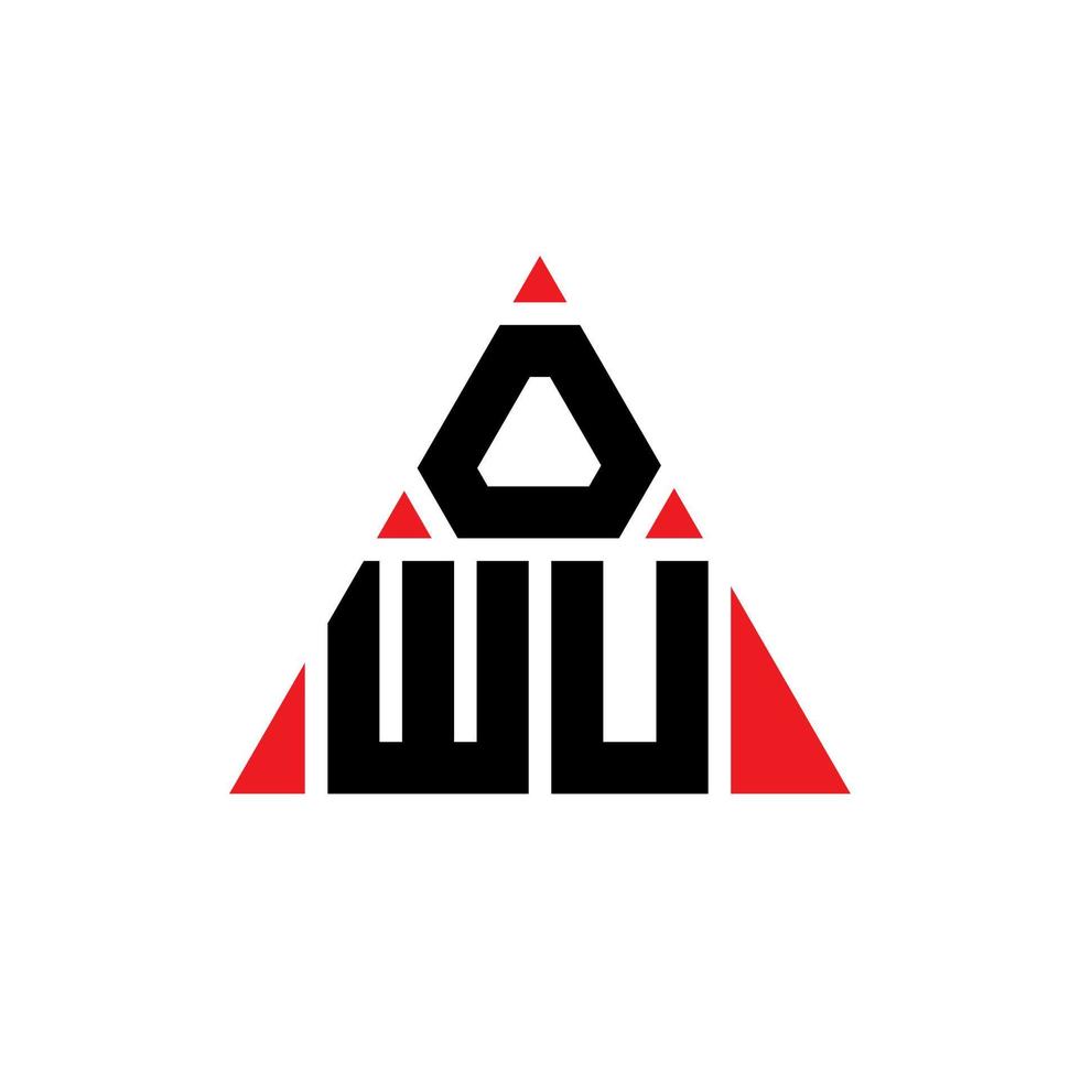 owu design de logotipo de carta triângulo com forma de triângulo. monograma de design de logotipo de triângulo owu. modelo de logotipo de vetor owu triângulo com cor vermelha. owu logotipo triangular simples, elegante e luxuoso.