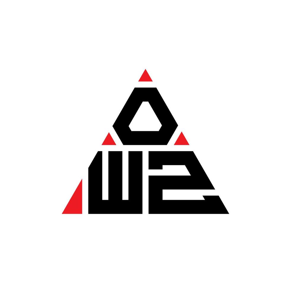 design de logotipo de letra triângulo owz com forma de triângulo. monograma de design de logotipo de triângulo owz. modelo de logotipo de vetor de triângulo owz com cor vermelha. logotipo triangular owz logotipo simples, elegante e luxuoso.